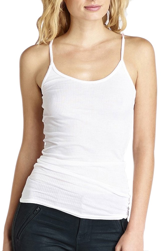 Michael Stars Ribbed Spaghetti Strap Scoop Tank