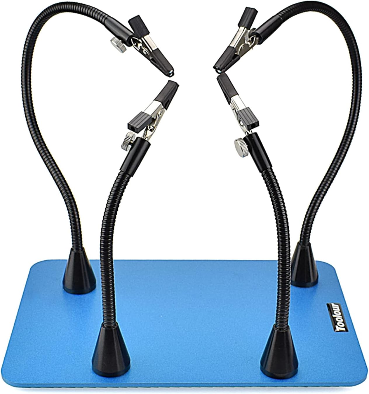 Toolour Magnetic Helping Hands Soldering Third Hand - 4 Flexible Metal Arms with Adjustable Alligator Clips On the Blue Steel Base for Soldering Repair Assembly Painting DIY Art Crafts Hobby
