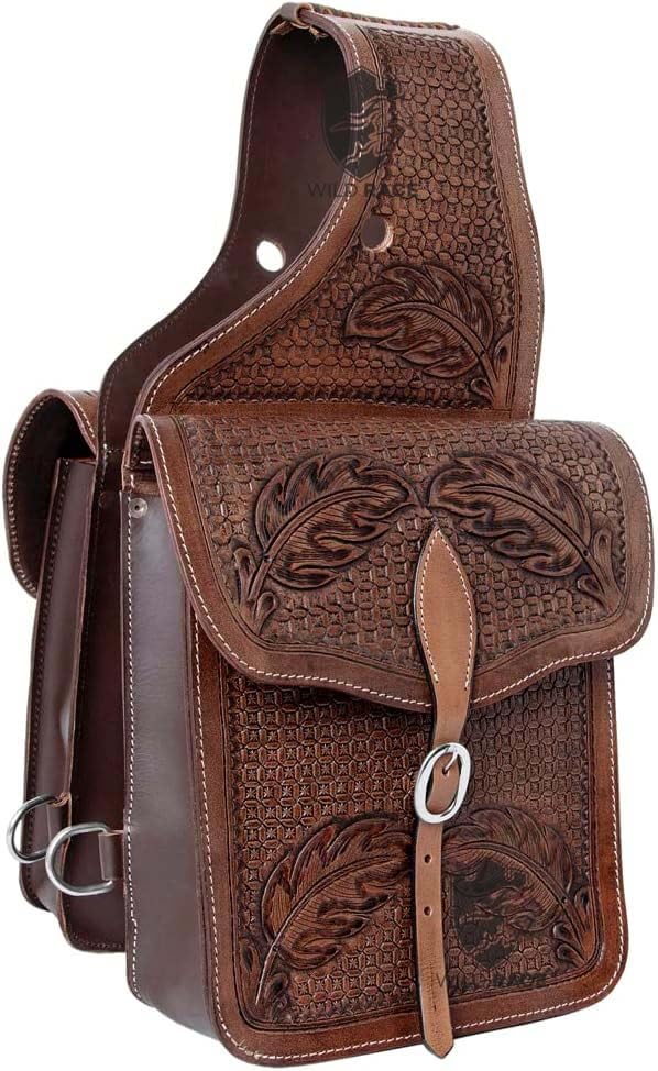 Western Horse Leather Saddle Bag Heavy Duty Traditional Trail Ride | Saddle Bag | Horse Saddle Bag | Western Saddle Bag | Leather Saddle Bags for Horses (Color-39)