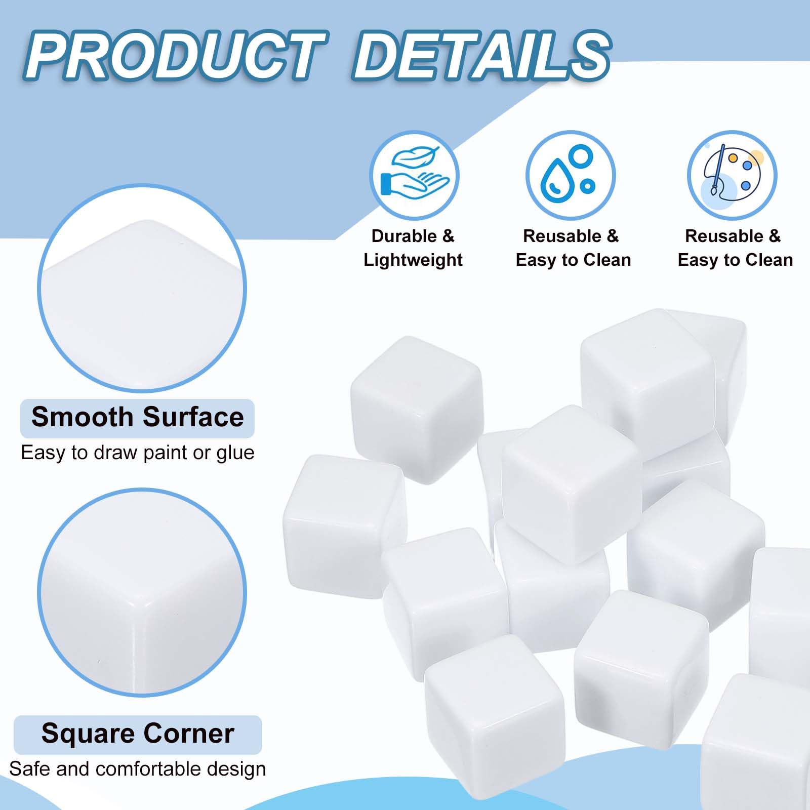 PATIKIL 20 mm Acrylic Dice Blank - Image 3