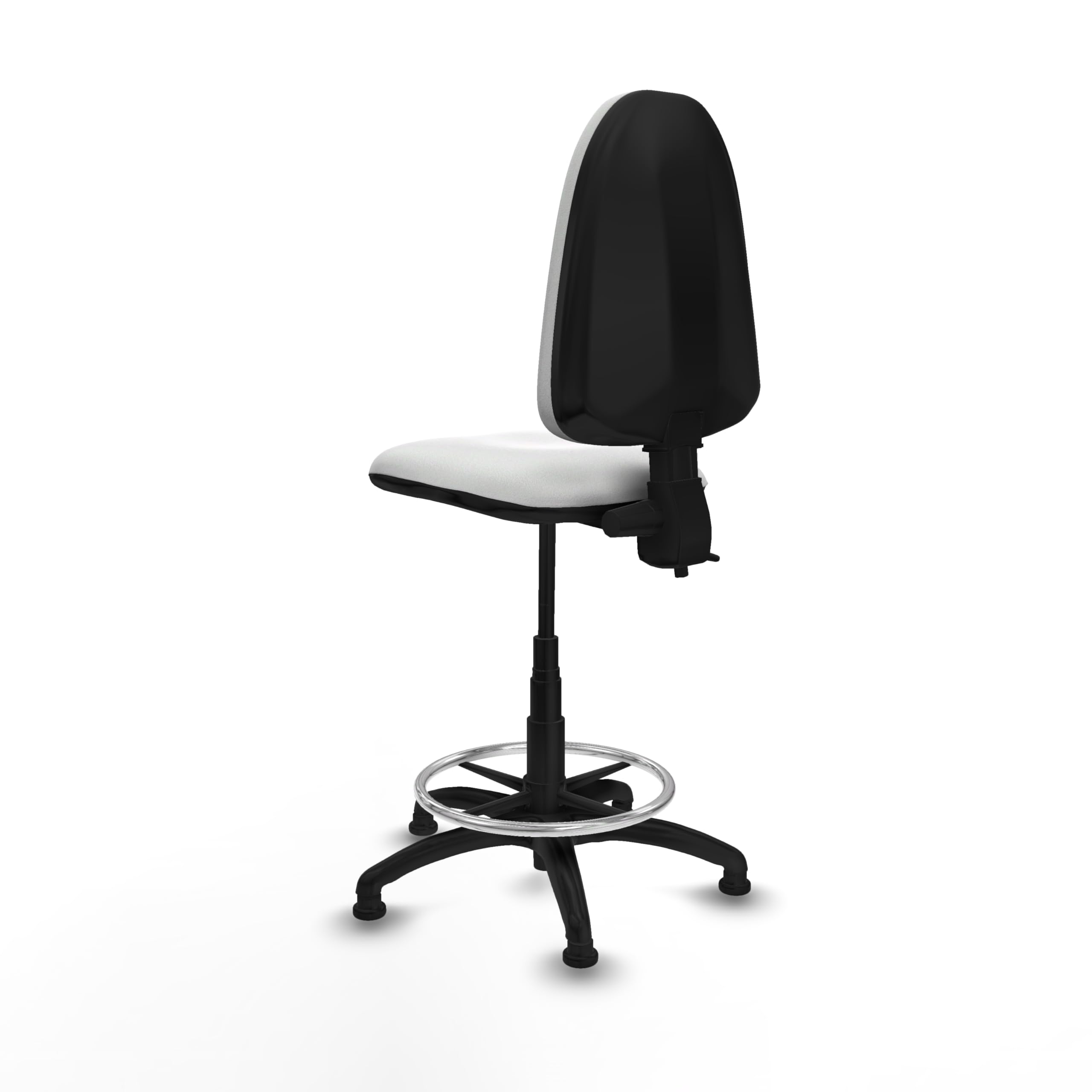 Piqueras y Crespo Taburete Aýna Taburete Alto de Oficina con Ruedas, Ideal como Taburete Taller mecánico y Taburete para Escritorio, con Respaldo Regulable en Altura