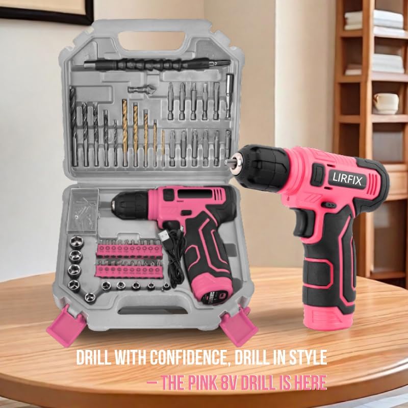 110-Piece Pink USB Charging Electric Screwdriver Set - Low-Power Drill with Bits, Sockets & Storage Box - Women's Portable Tool Kit