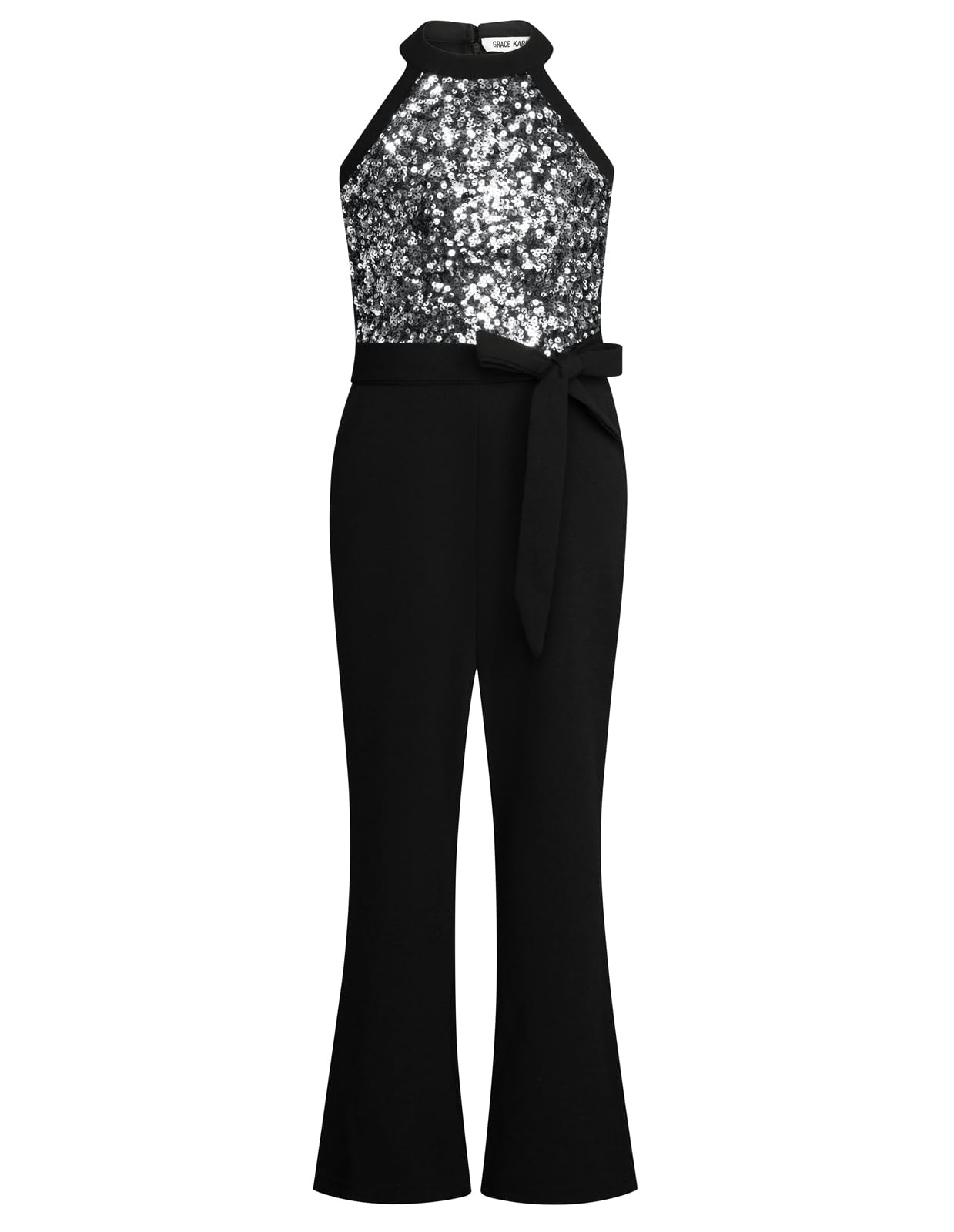 GRACE KARIN Mädchen Pailletten Overall mit Taschen Jazz Dance Disco Party Kostüm Kinder Festliche Kleidung Spielanzug Jumpsuit