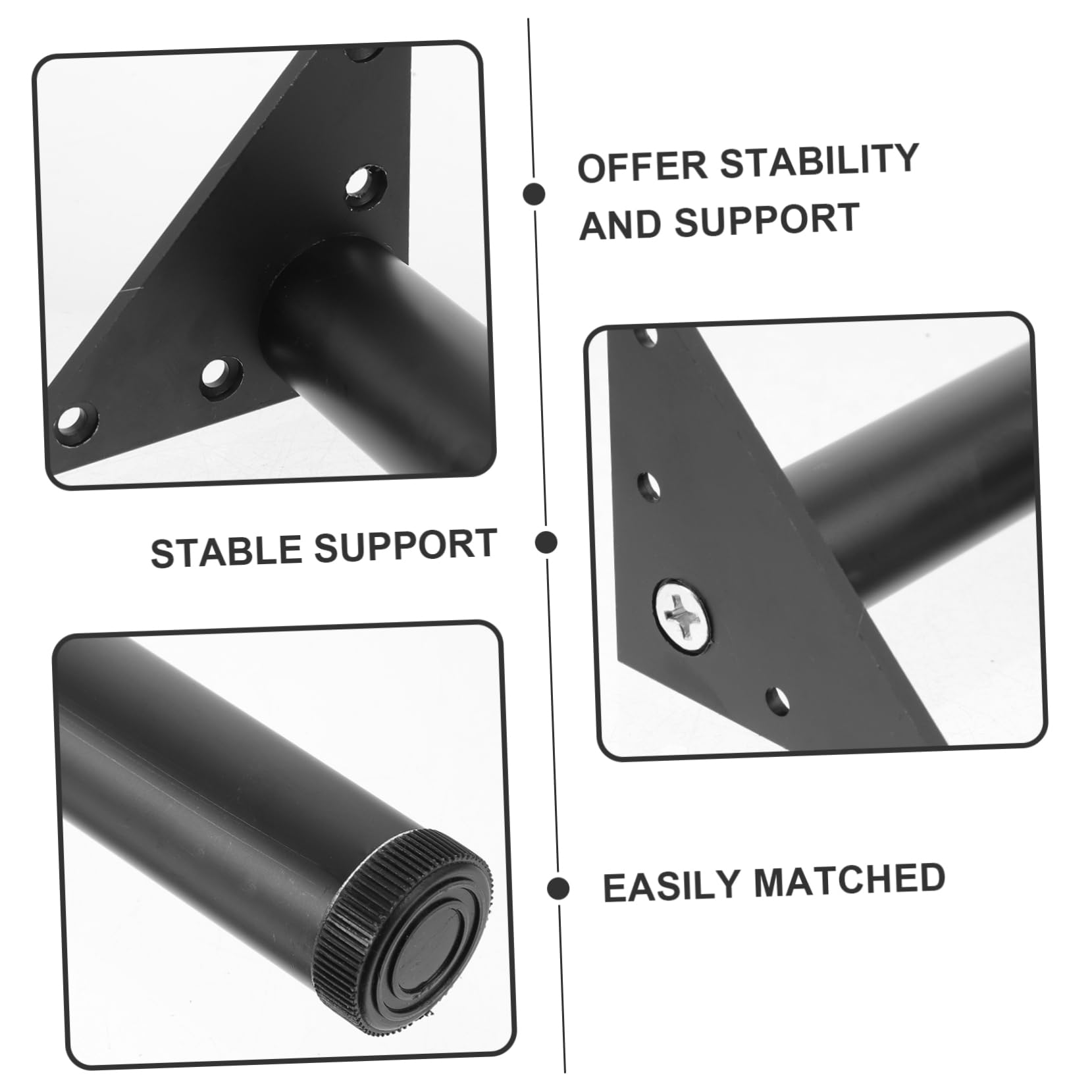 MAGICLULU Alliage D'aluminium Supports Triangulaires Noir, Lot de 4 Support Stable Remplacement pour Armoire Buffet