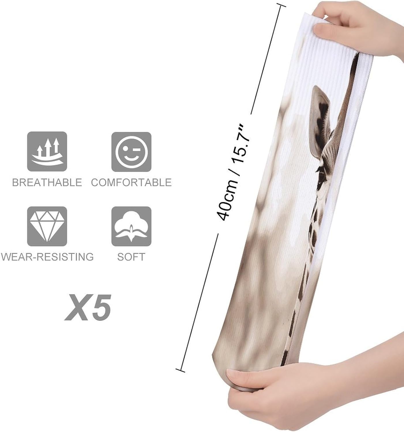 Giraffe Knee High Socks Cozy Knee High Socks Soft Mid-Length Sock for All Seasons Daily Wear Adult