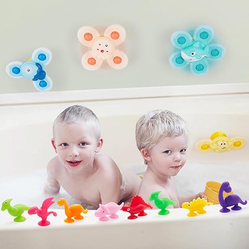 Miniatura 6 de Juguete giratorio de ventosa para bebé, 12 piezas de juguetes giratorios para ventana para niños pequeños de 1 a 3 años, juguetes giratorios para
