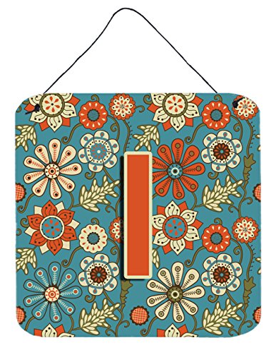 Caroline's Treasures CJ2012-IDS66 Letter I Flowers Retro Blue Wall or Door Hanging Prints Aluminum Metal Sign Kitchen Wall Bar Bathroom Plaque Home Decor, 6x6, Multicolor