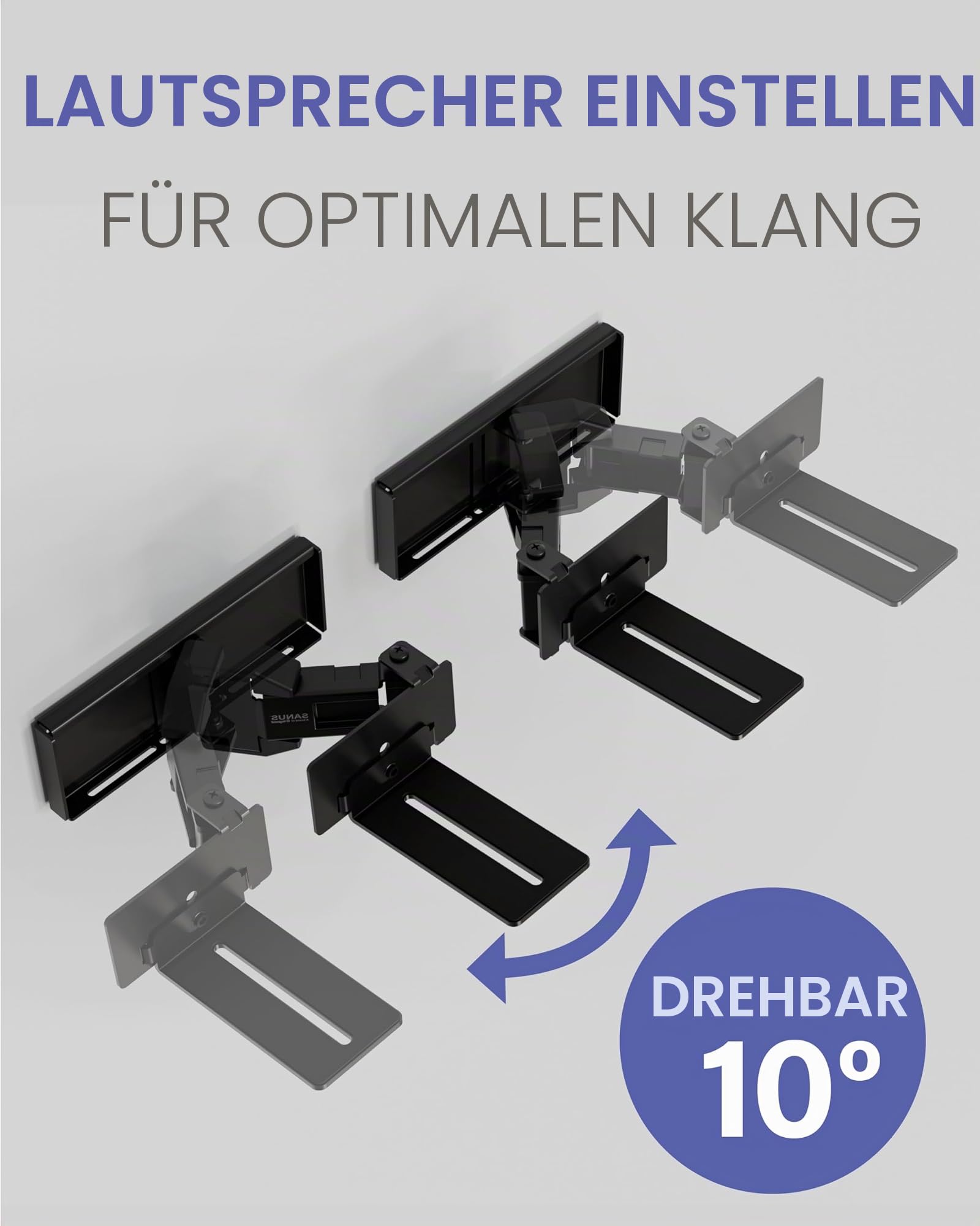 Sanus Universelle ausziehbare Soundbar-Wandhalterung – kompatibel mit den meisten Soundbars, unter TV-Lautsprecherhalterungen für eine einfache und sichere Installation Ihrer Soundbar