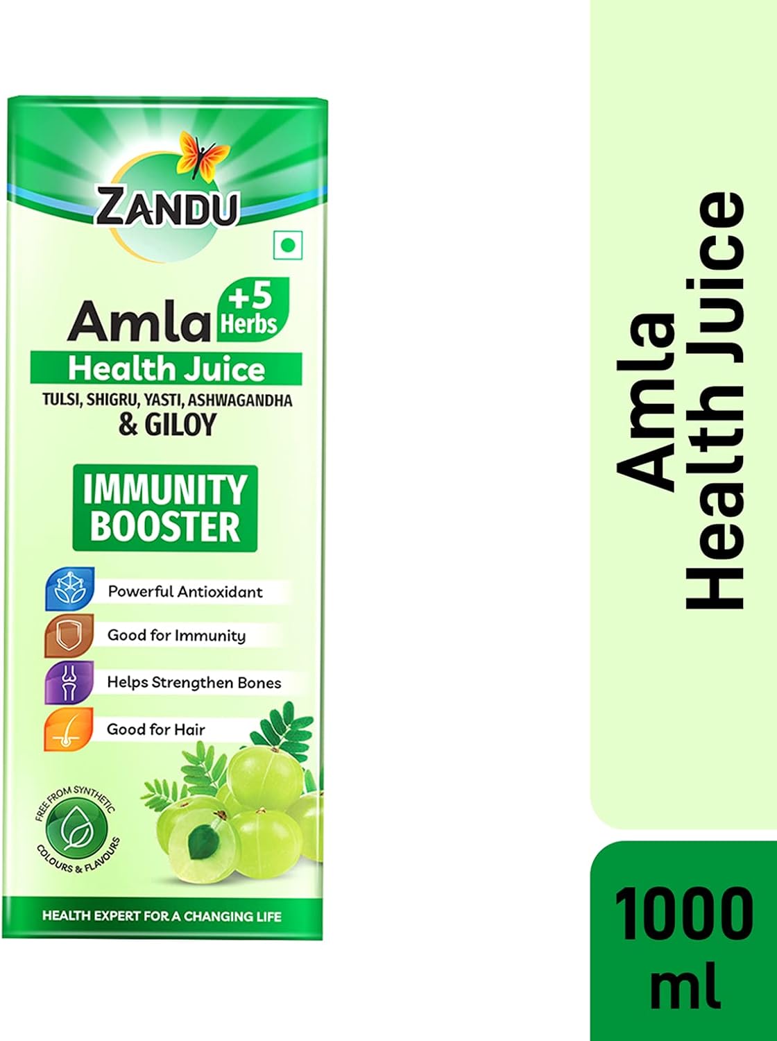 Zandu Pure Amla Juice | Source of Natural Vitamin C | Traditional Indian Gooseberry Beverage | Pure & Refreshing Drink | 33.81 Fl Oz (1Litre)