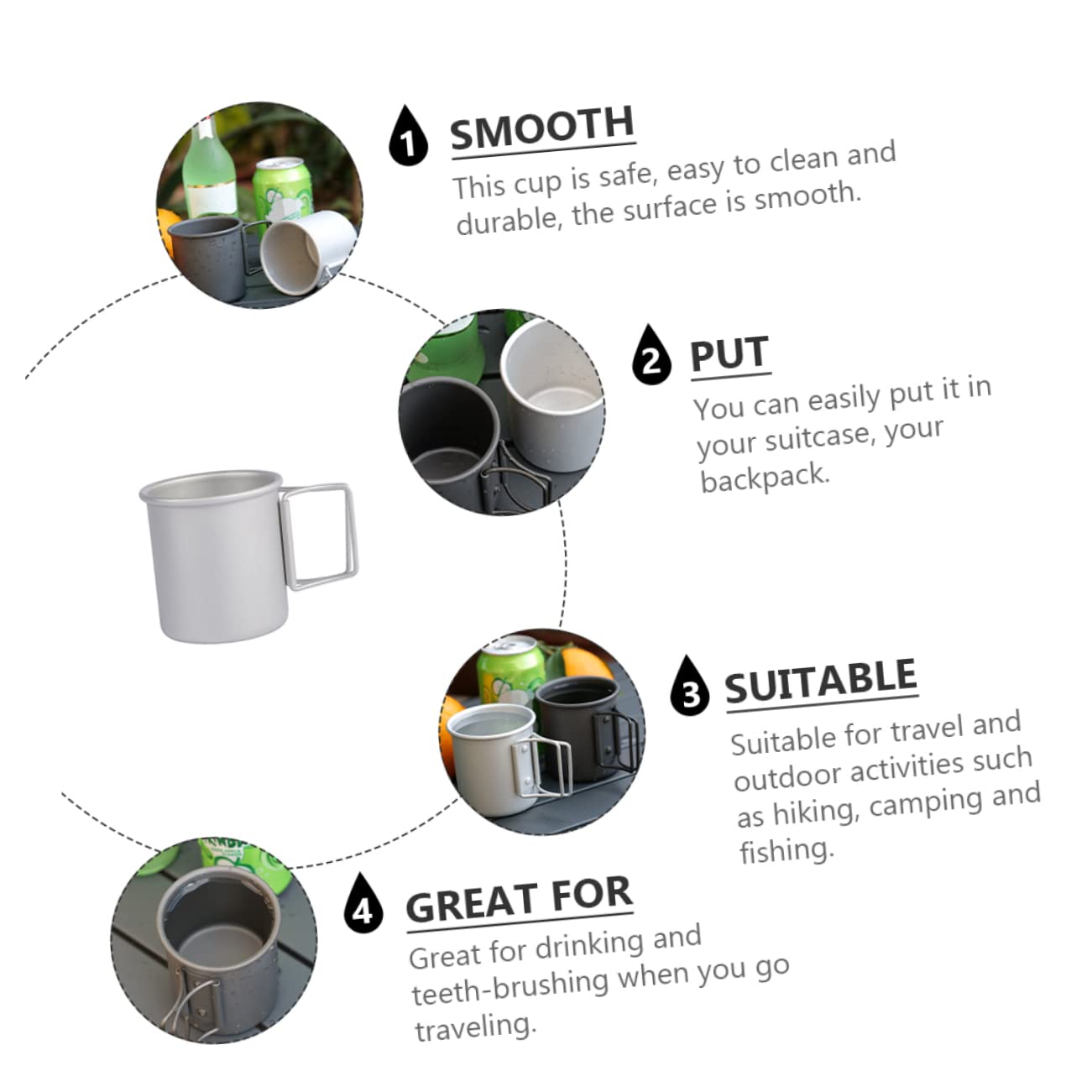 TOYANDONA 2 Sätze Faltbare Aluminium Trinkbecher Leichte Tragbare Wasserbecher Für Outdoor Aktivitäten Camping Und Reisen Für Kaffee Bier Und Getränke 2 Stück * 2