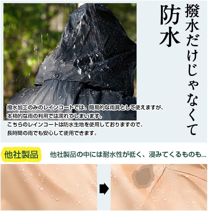 Amazon.co.jp [LAMA] レインコート レディース ロング丈 軽量 【収納袋付き 簡単収納】 コンパクト レインポンチョ 薄め