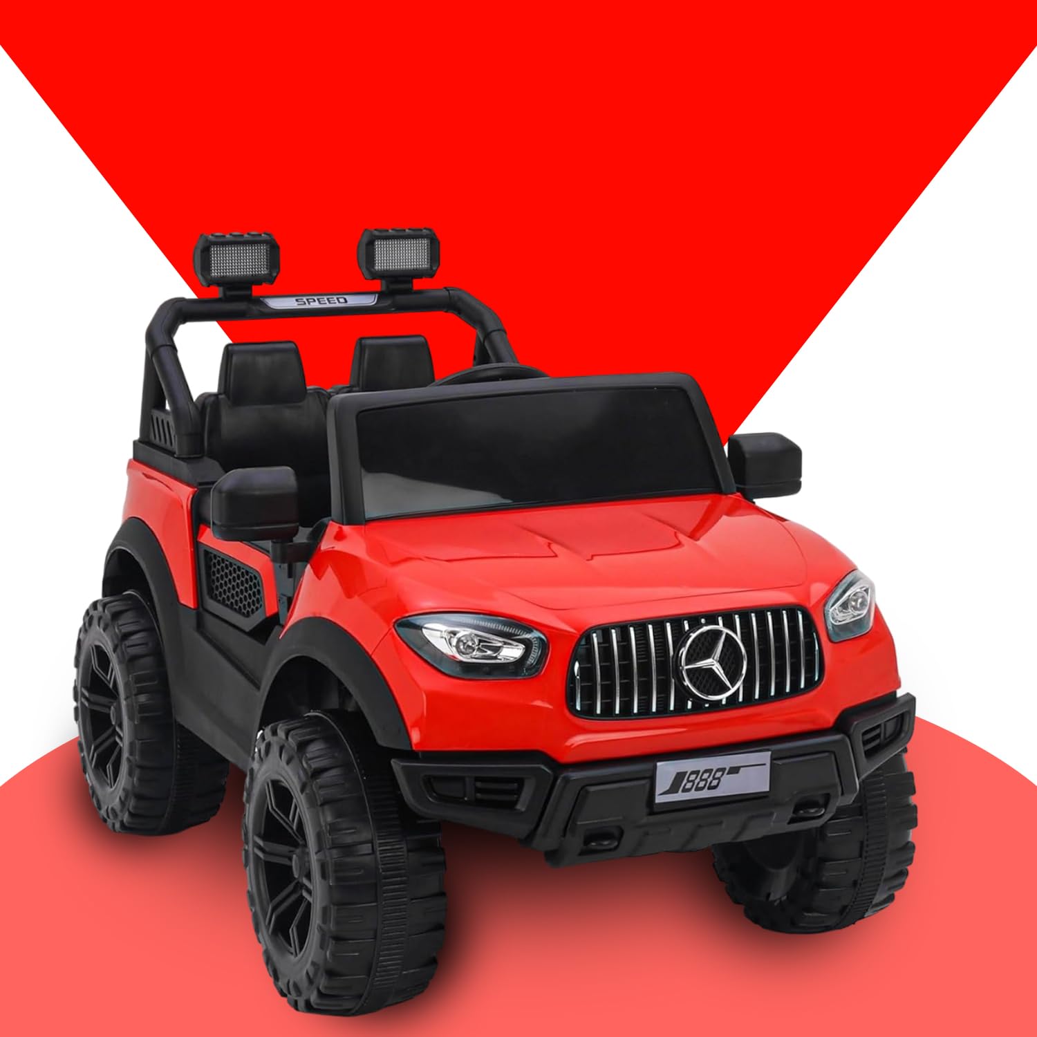 Jammbo G6 Battery Operated Premium Jeep for Kids Ride on Toy Car with Bluetooth Music & Light Electric Car Jeep Battery Car for Kids to Drive (2 to 8 Years) - Red