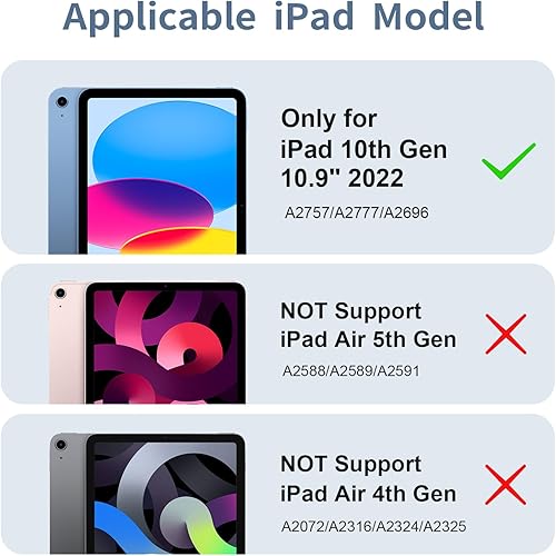 Miniatura 2 de NOKBABO Funda para iPad de 10. generación con teclado, retroiluminación arcoíris, rotación de 360, panel táctil múltiple y soporte para lápices,