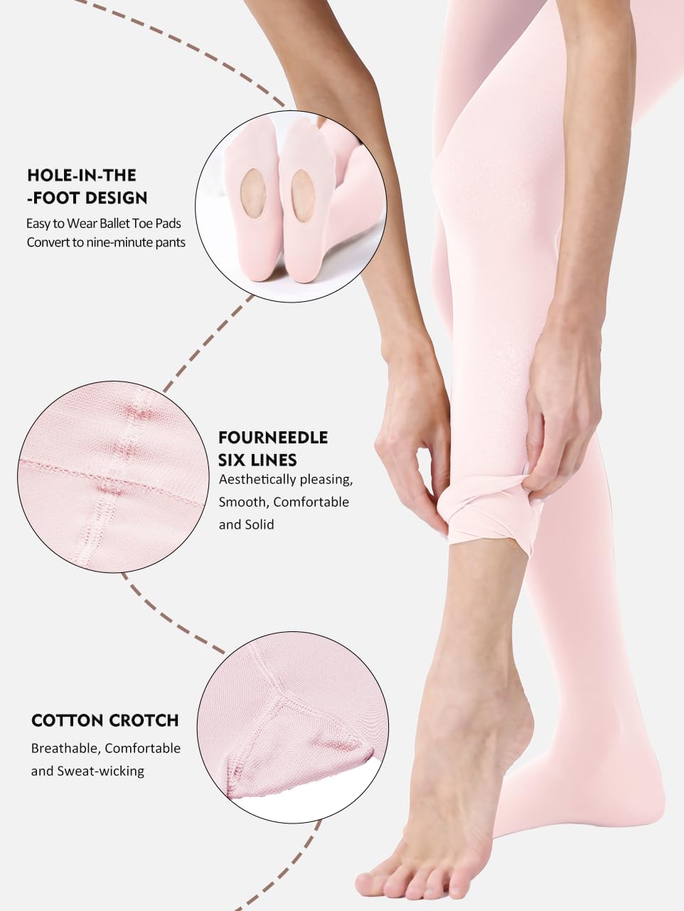 Ballet Dance Tights Girls Women Convertible Transition Ultra Soft Leggings for Toddler Kids Adult Students - Image 2