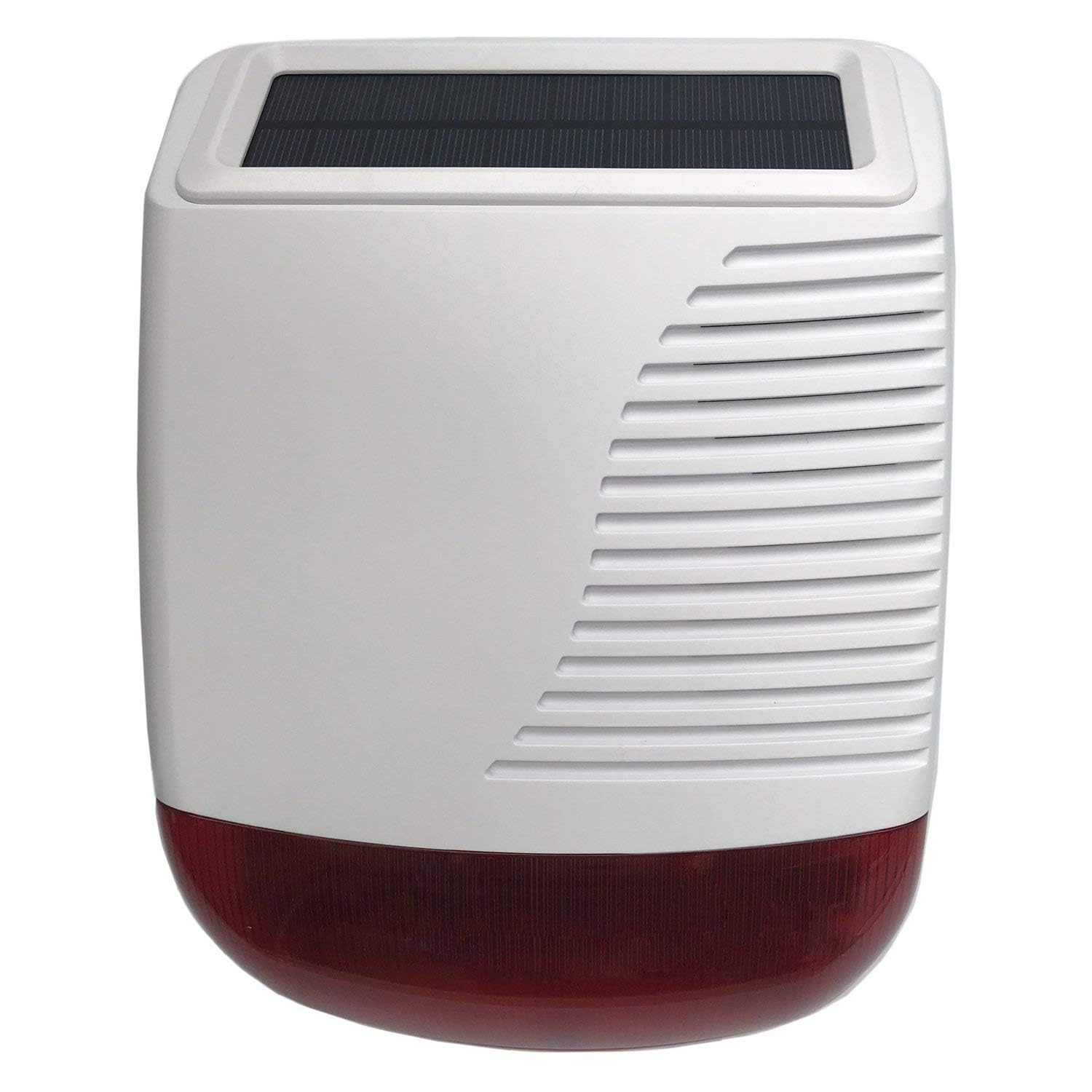 Jcheng Security White 433 Mhz Outdoor Wireless Siren Strobe Solar Powered 110Db For Home And Business 433Mhz Alarm System Security Alert