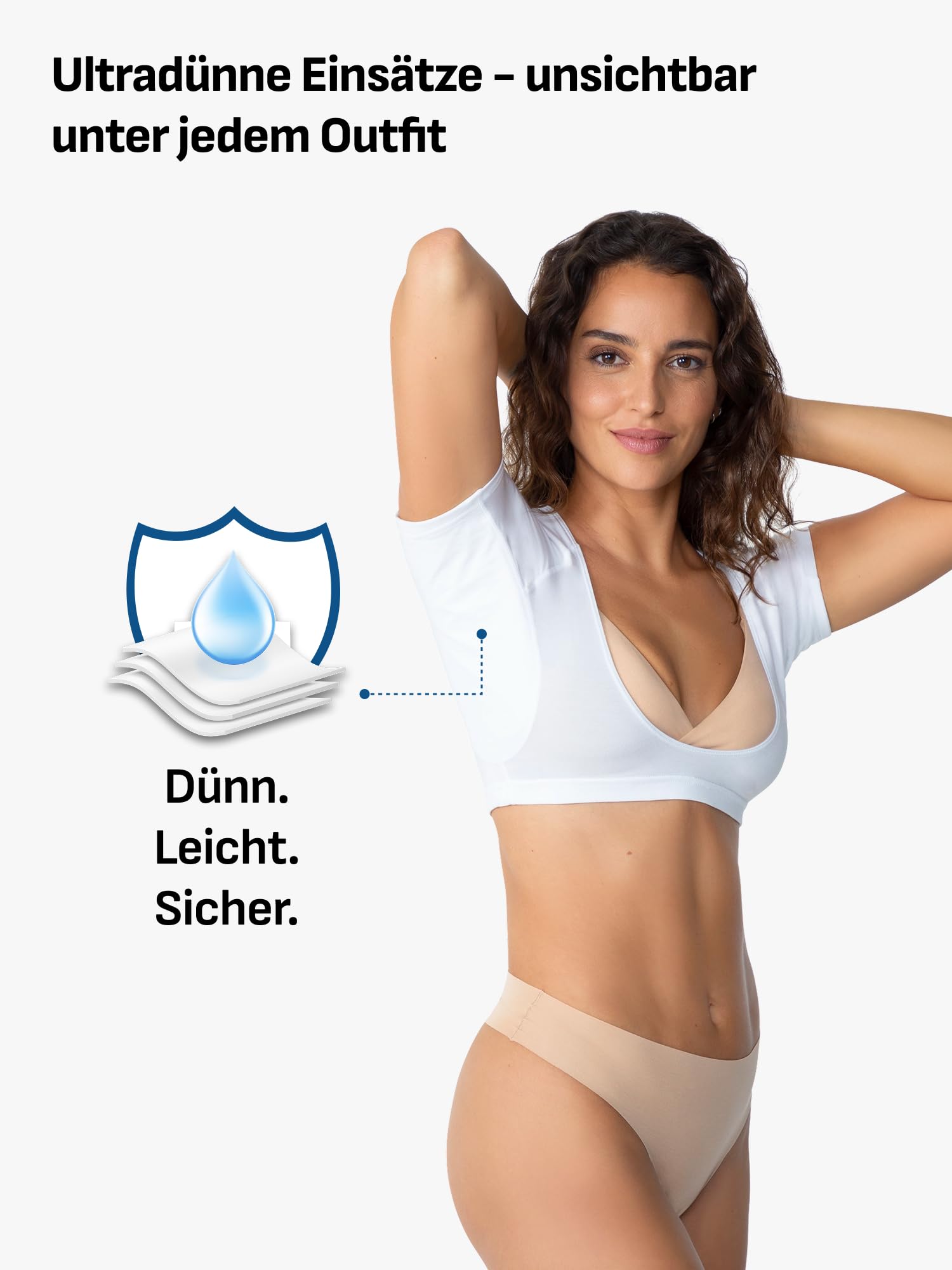 FINN T-shirt anti-transpiration pour femme avec coussinets sous les aisselles - Maillot de corps contre la transpiration excessive, les taches de transpiration et les odeurs de transpiration - T-shirt