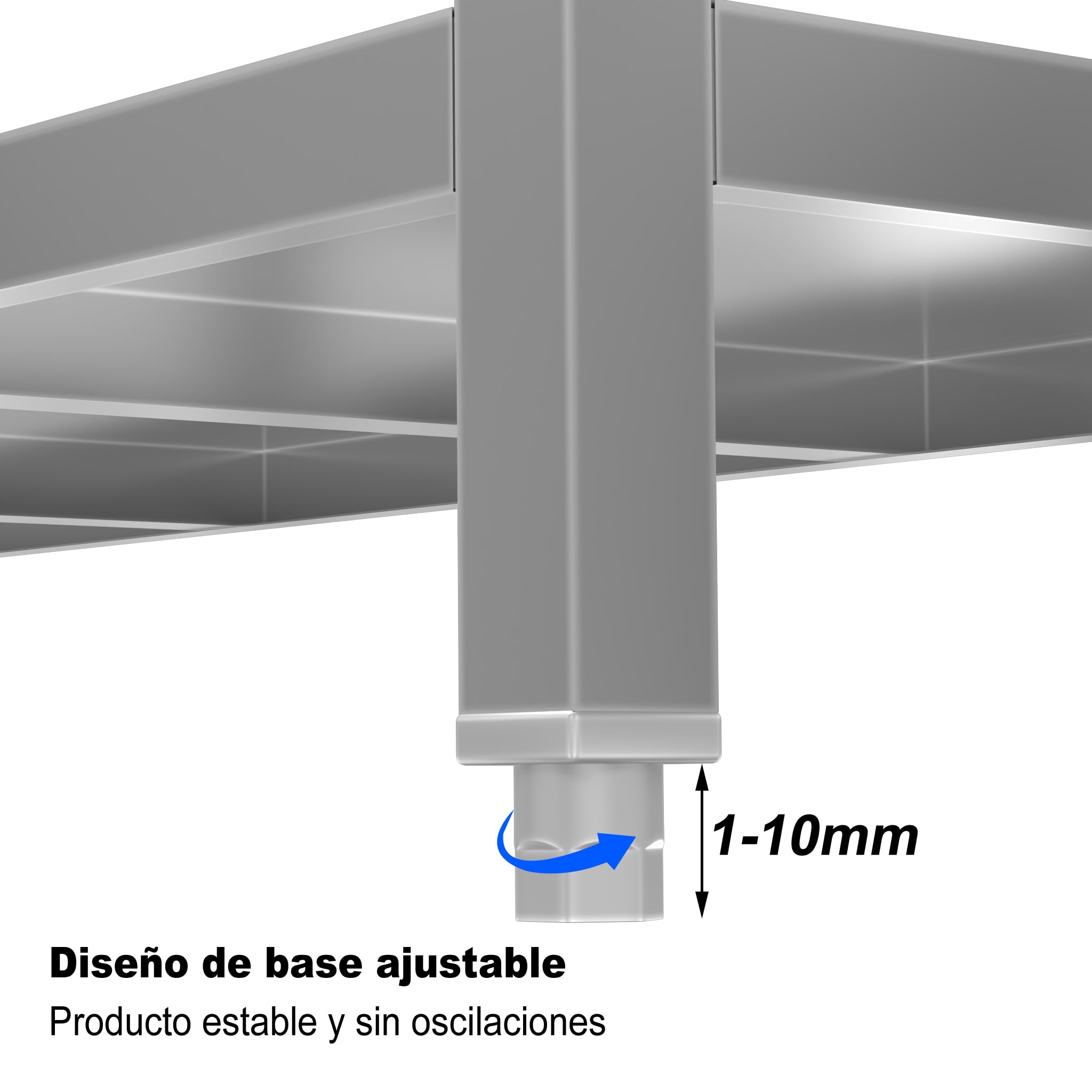 Mesa de Trabajo de Acero Inoxidable con Peto para Preparación de Alimentos – Mesa Industrial Profesional con Estante Inferior y Patas Regulables – Cocina y Hosteleía (1200 x 600 x 850)
