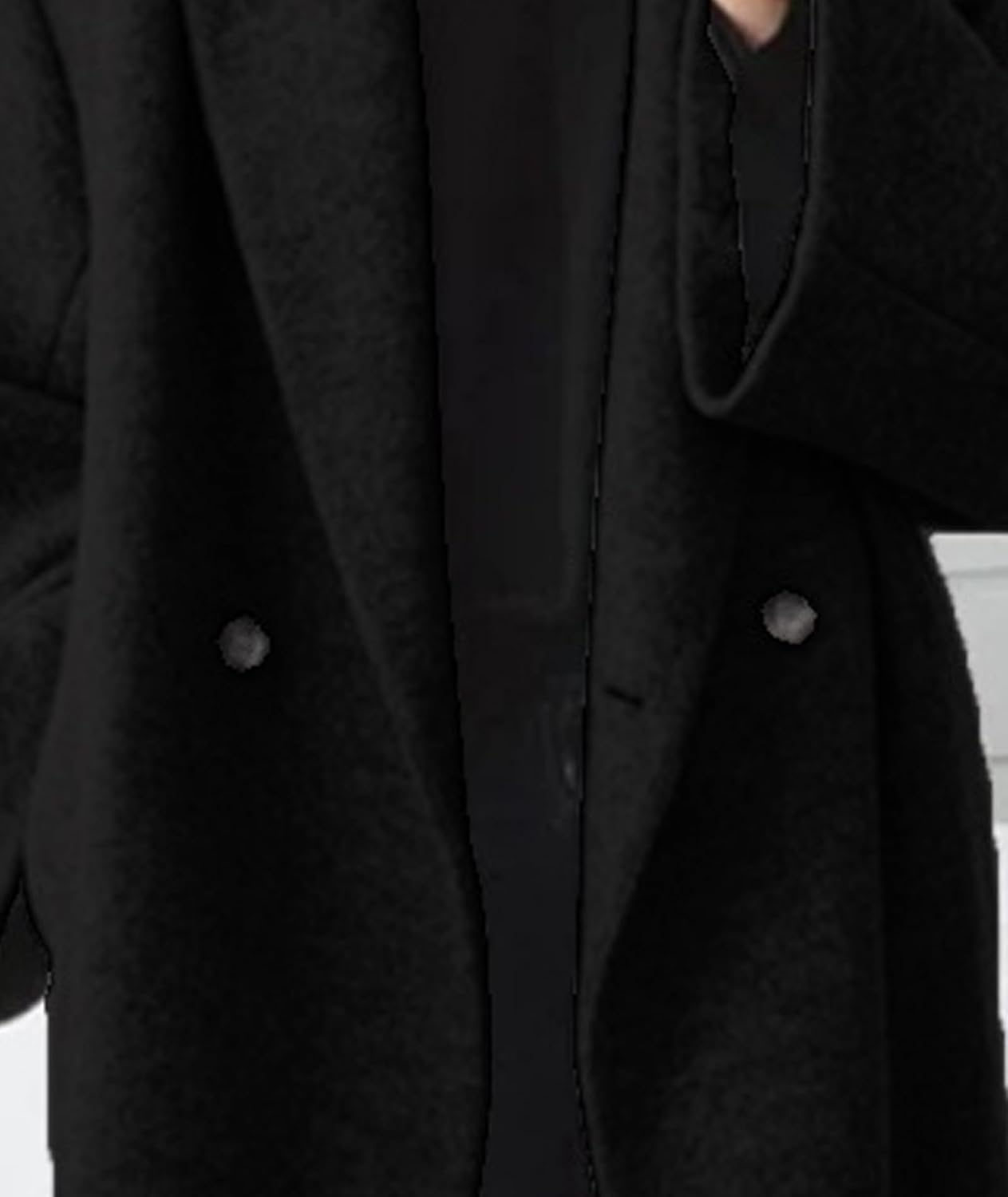 Sexyshine Women's Winter Double Breasted Pea Coat Long Sleeve Notch Lapel Long Trench Coat Warm Wool Blend Jackets - Image 4