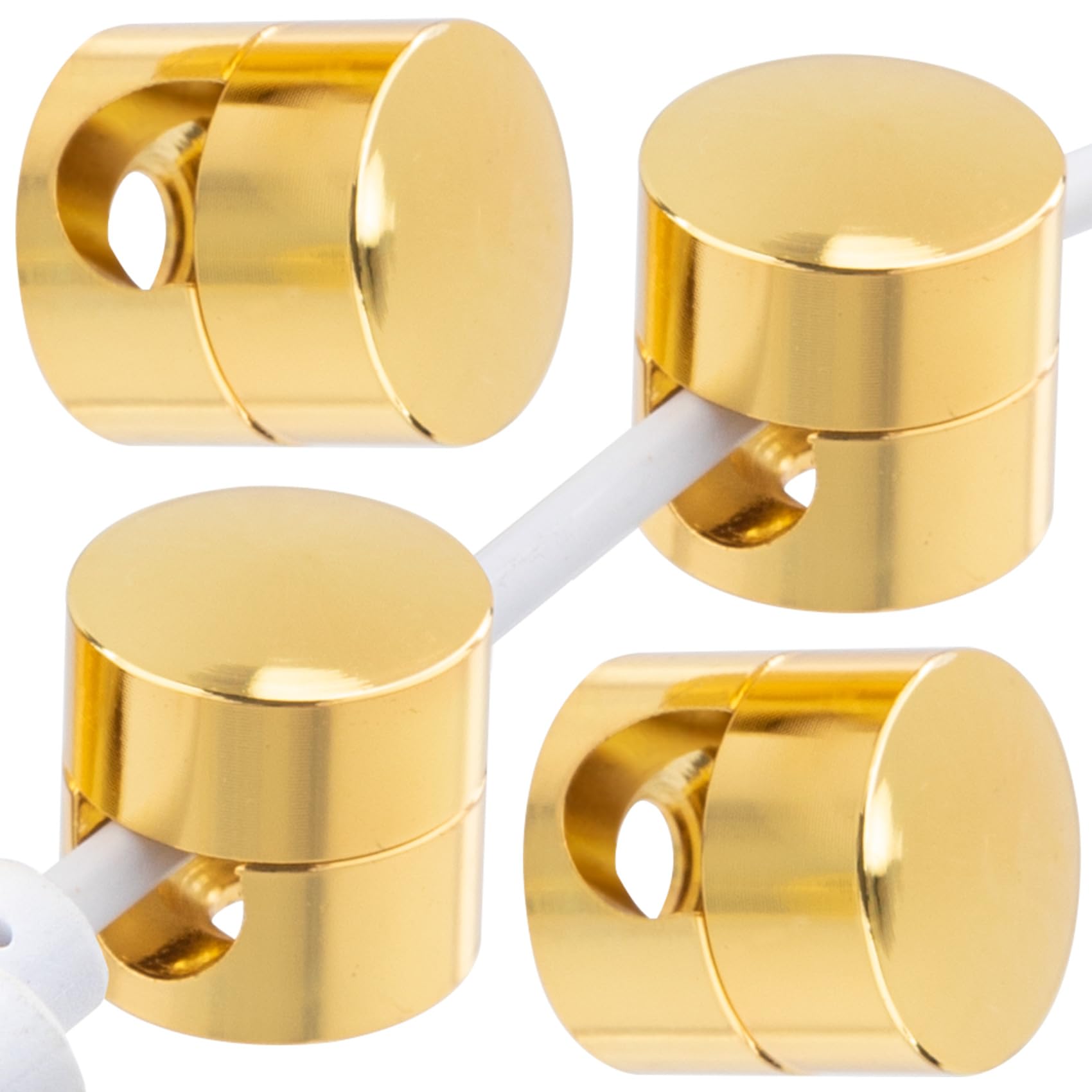 CustomyLife 4pcs Cable Anchors for Desk, Aluminum Cord Management Clips for Desk, Adjustable Cable Organizer with Adhesive Dots for Office Home- Gold