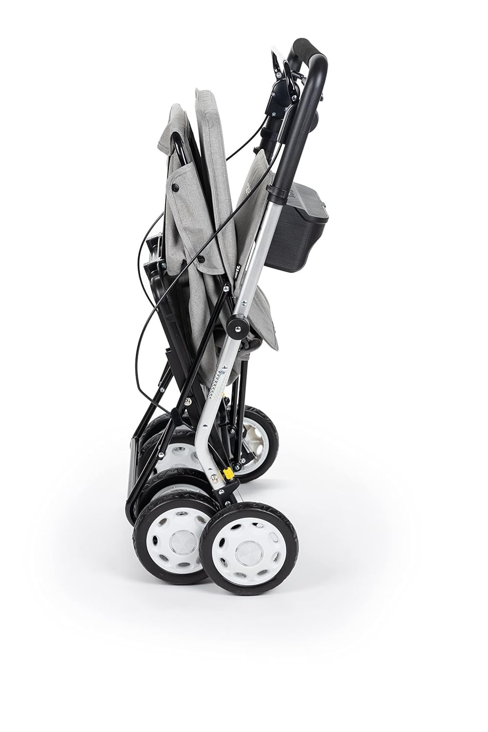 Carlett Andador y Carrito con Asiento Incorporado, Producto Médico Homologado EU, Manillar Regulable, Freno de Parking y Ruedas Ajustables 3 Posiciones, Robusto, Comfort Assist, Gris Claro