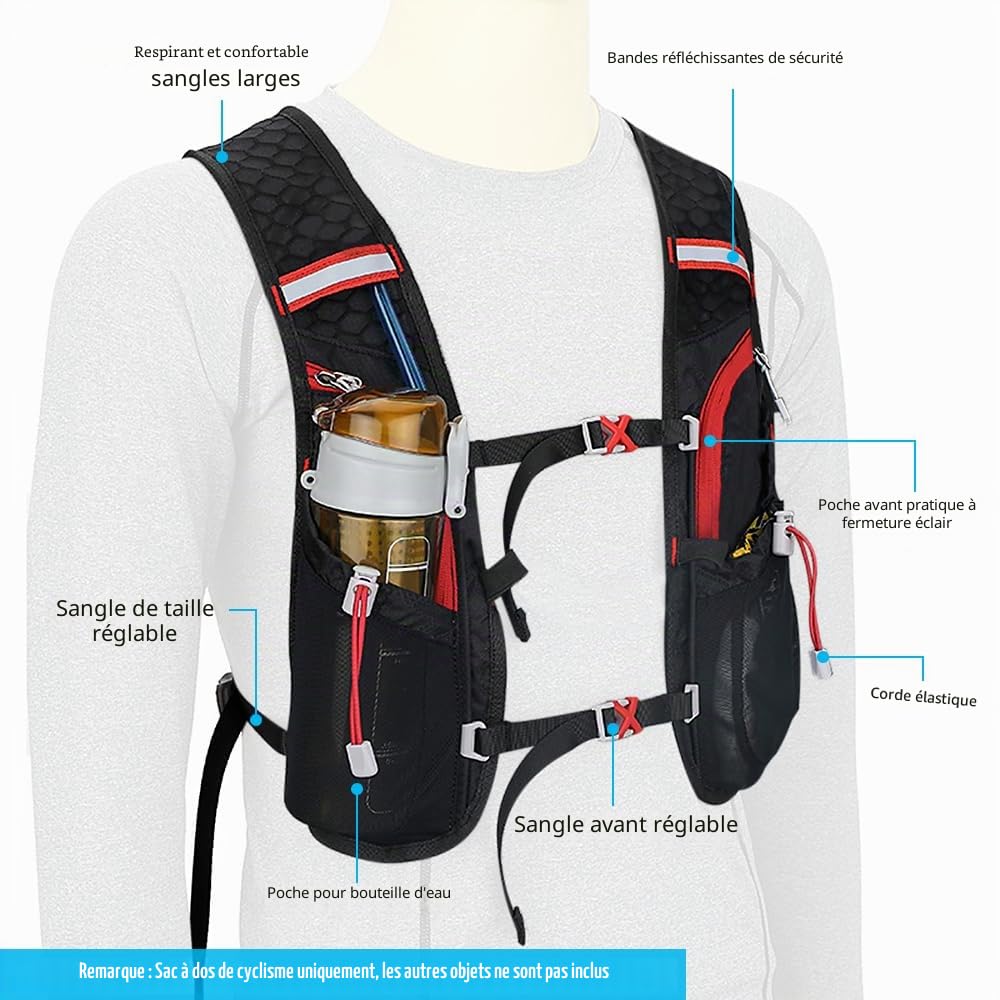 Lixada Sac à Dos D'hydratation, Sac Hydratation Sac à Dos de Course à Pied Léger 5 litres Grande Capacité Extérieure Sac à Dos D'équitation pour la Course à Pied, équitation, Jogging
