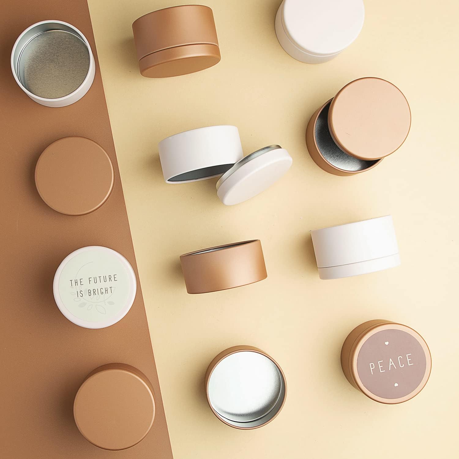 Hearth & Harbor Tin Candle Jars for Making Candles - DIY Candle Containers with Lids - Metal Candle Jars - Bulk Tins Storage for Candle - (24 Pieces) - (8 Ounces) - Solid Peach and Copper