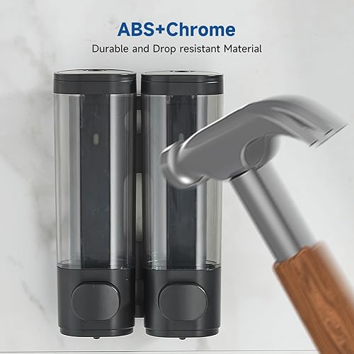 Miniatura 5 de Dispensador de champú y acondicionador, dispensador de ducha Unisense de 3 cámaras, sin taladro, dispensador de champú para montaje en la pared con