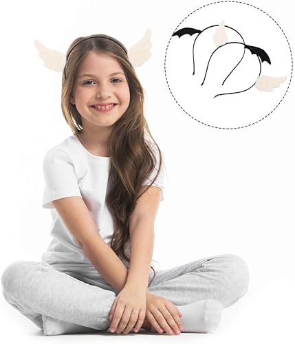 Miniatura 4 de Beaupretty 2 diademas de ala de ángel, pinzas para el pelo de dibujos animados, diademas de ángel, lindas diademas de ala del diablo para niños y