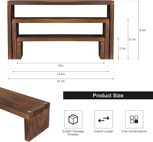 Miniatura 2 de Soporte para Plantas de Escritorio Estante para Plantas de Alféizar de Ventana 3 Niveles Estantes de Madera para Plantas de Mesa Pequeño Estante de