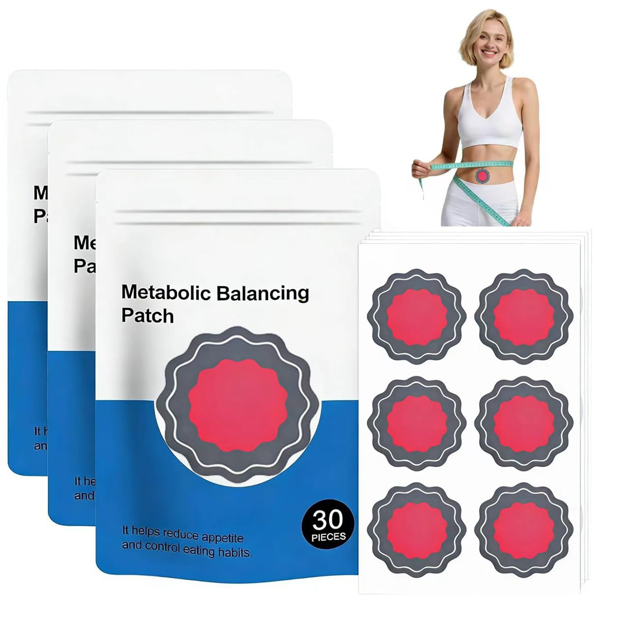 90 Stück Abnehmpflaster Metabalance Patch, Berberin Pflaster Hautfreundliches Pflaste, Diskret & Komfortabel Für Erwachsene, Einfache Anwendung für alle Körpertypen, Vorteilspack