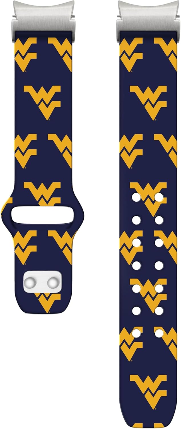 Affinity Bands West Virginia Mountaineers HD Fitted Watch Band Compatible with Samsung Galaxy Watch 4-7 (Long Repeating)