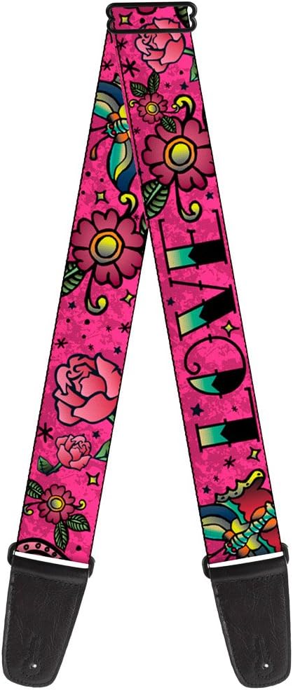 Buckle-Down Guitar Strap Love Kills Pink 2 Inches Wide (GS-W31211)