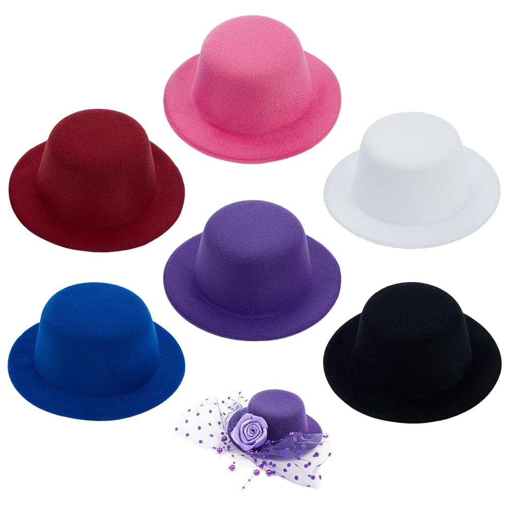 BENECREAT 6Pcs 6 Colors Fascinator Hat Base, Crafts Mini Hat  display picture 1