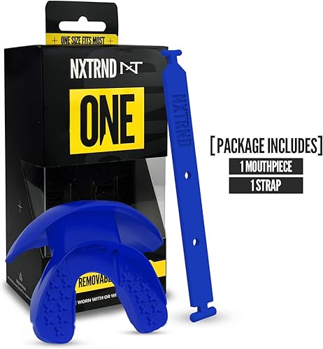 Miniatura 4 de Nxtrnd One - Protector bucal de fútbol, correa incluida, se adapta a adultos y jóvenes (azul rey)
