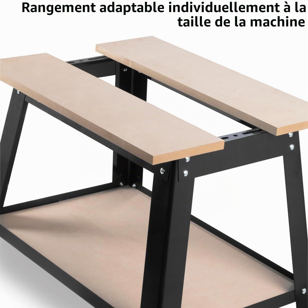 STAHLWERK Support universel pour machines UM-10 ST avec capacité de charge de 225 kg, 82 x 58 x 82 cm, table de machine réglable | Support de machine | Table de travail | Banc de travail | Table d