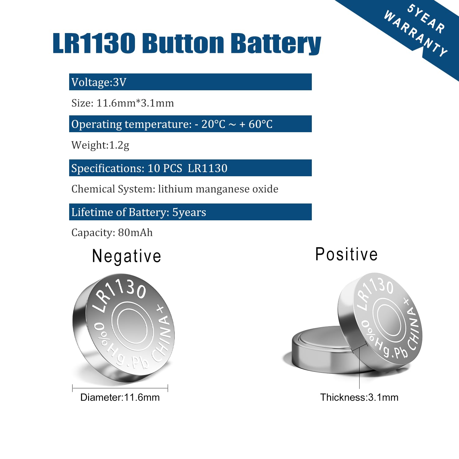 LR1130 baterie guzikowe AG10 LR54 189 389 1,5 V alkaliczne baterie guzikowe, 20 sztuk, bez rtęci, opakowanie bezpieczne dla dzieci