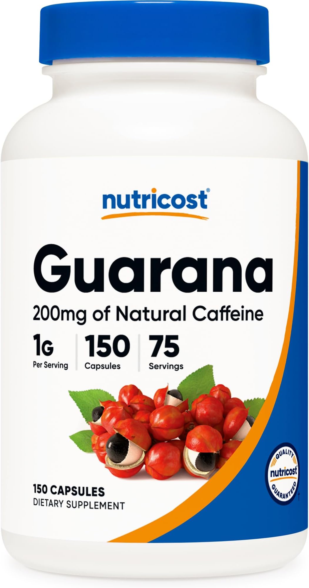 Guarana 1000mg Serving, 150 Vegetarian Capsules - Natural Herbal Brazilian Caffeine Energizer Supplement
