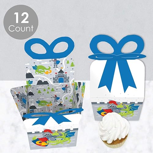 Miniatura 3 de Big Dot of Happiness Calling All Knights and Dragons - Cajas de regalo cuadradas - Cajas de lazo para fiesta medieval o fiesta de cumpleaños - Juego