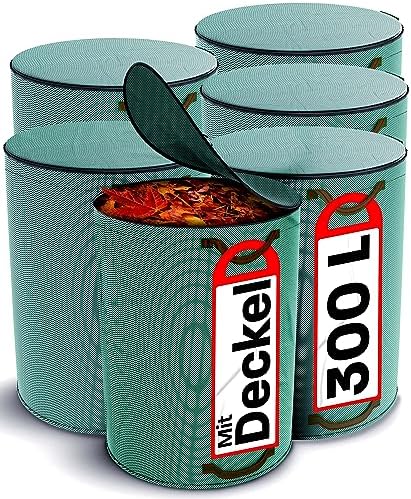 6x Gartenabfallsack 300 Liter Mit Deckel Laubsack Mit 4 Reißfesten