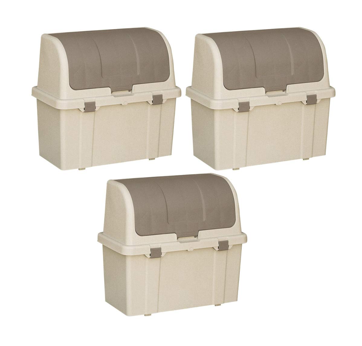 Richell W220C W220C Large Trash Can with Dividers, 6.2 gal (220 L), Beige, Set of 3