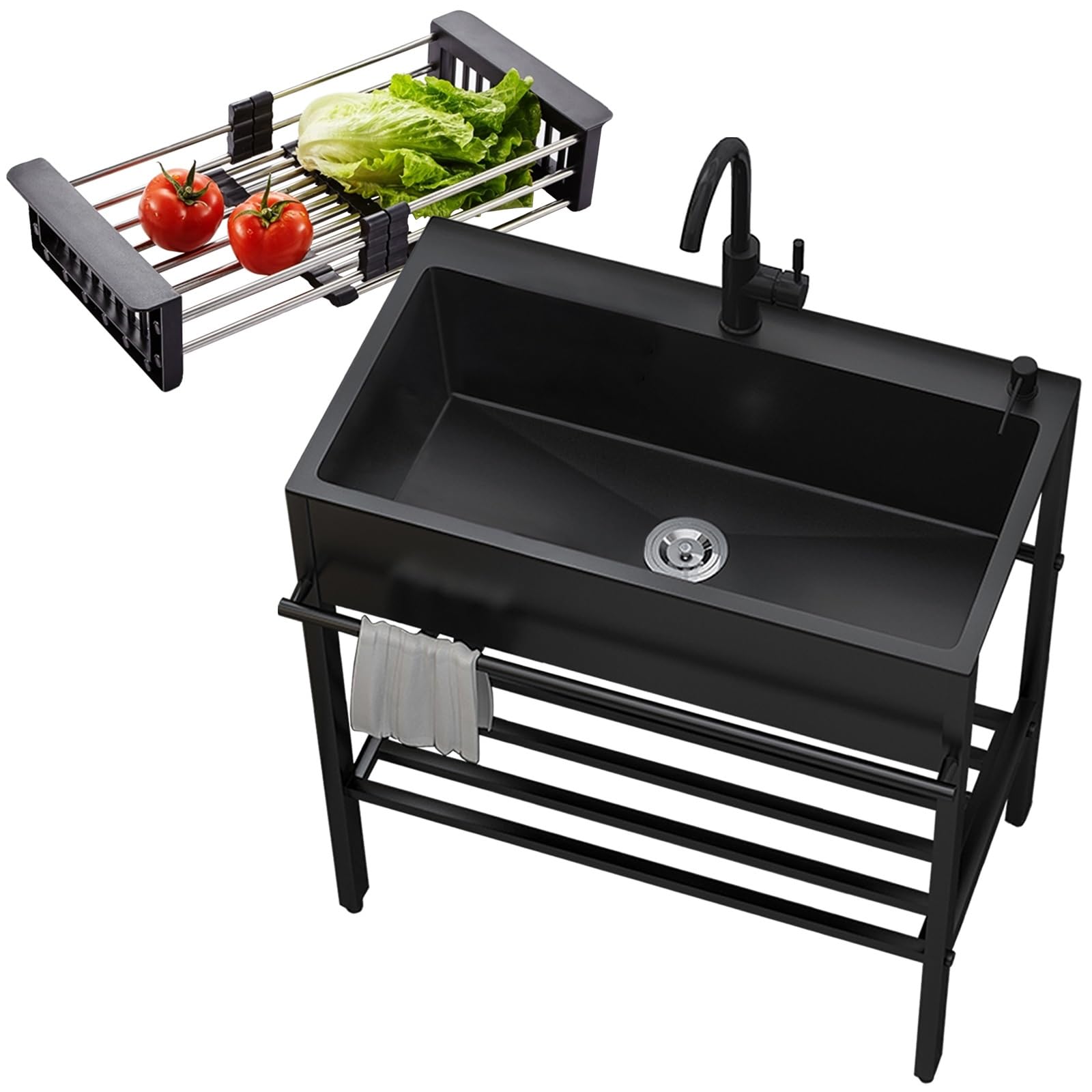 Outdoor Spülbecken Freistehendes Spülbecken Aus Edelstahl 60 80 90×45×86cm Küche Spüle, Leicht Zu Reinigen Haushalt, Gewerbe Spülbecken Für Waschküche, Garten, Garage, Bar, Restaurant