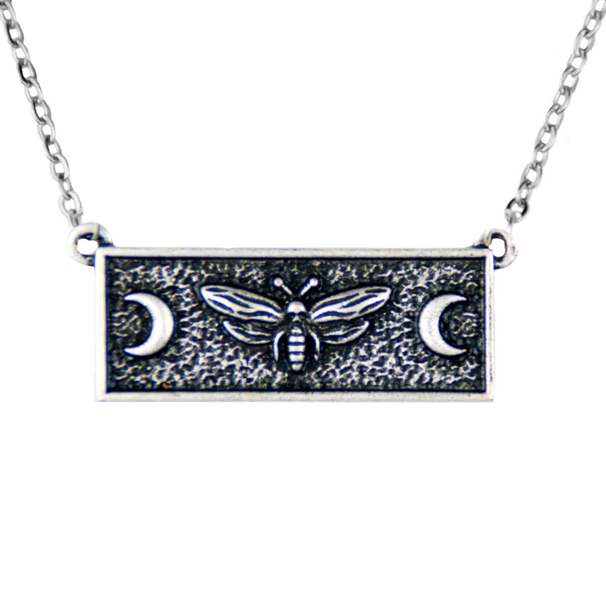 Mysterious Skull Moth Pendant Death Head Butterfly Necklace Crescent Moon Ethnic Gothic Jewelry