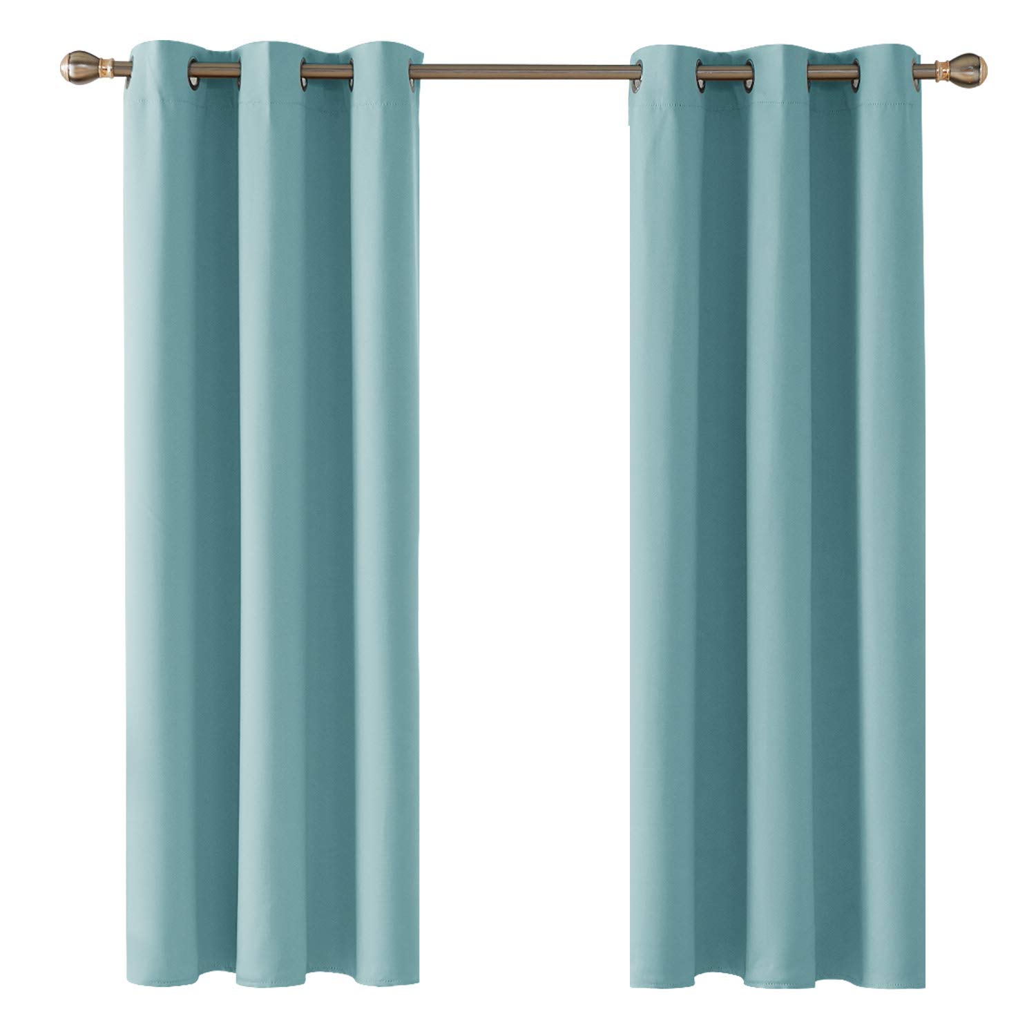 Deconovo Tende Oscuranti per Interni 2 Pezzi 160 CM Altezza, Termiche Isolanti, Anti-Rumore, con Anelli, Ideali per Camera da Letto e Soggiorno, 107x160 CM, Azzurro
