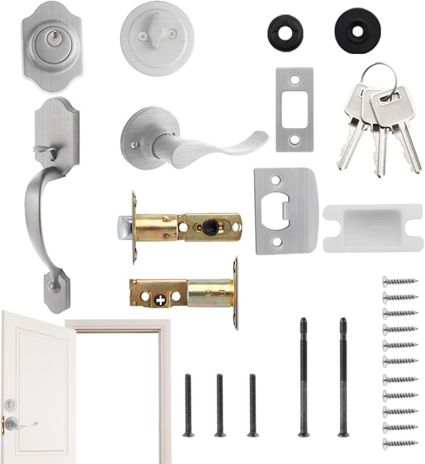 エントリードア ロック セット | 防犯玄関ドアロックセット デッドボルト付き - ホームガーデンセキュリティ用品 玄関入口 室外庭