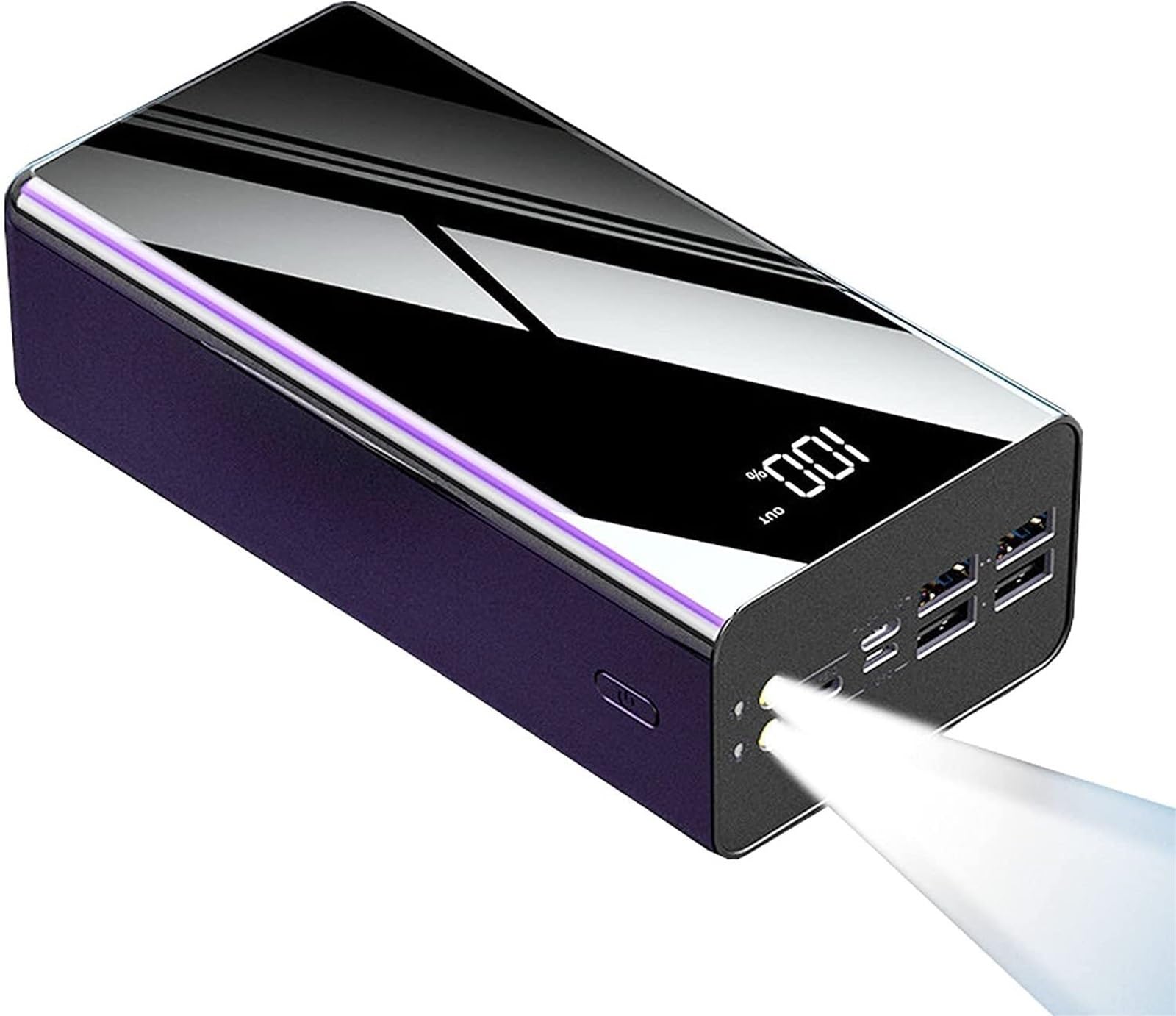 Power Bank 100000mAh Caricabatterie Portatile, Caricabatteria Portatile For Telefono Con Display Digitale LCD, 3 Ingressi E 4 Uscite USB, Powerbank A Ricarica Rapida Con Torcia Batteria Esterna