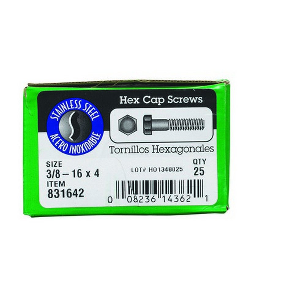 The Hillman Group 831642 3/8-16 x 4-Inch Stainless Steel Hex Cap Screw, 25-Pack