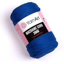 YarnArt Macrame Cord 3mm - Macrame Rope for Crafting, Knotting, Wall Hangings, and Home Decor - 60% Cotton 40% Viscose & Polyester, Soft and Durable 772- Saxe Blue