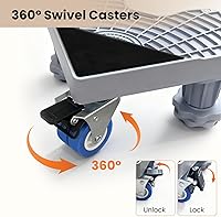 Vista 5 de Mini soporte móvil para nevera con 4 ruedas de bloqueo y 8 pies fuertes de 17 a 24.1 pulgadas, soporte de muebles resistente para lavadora, mini