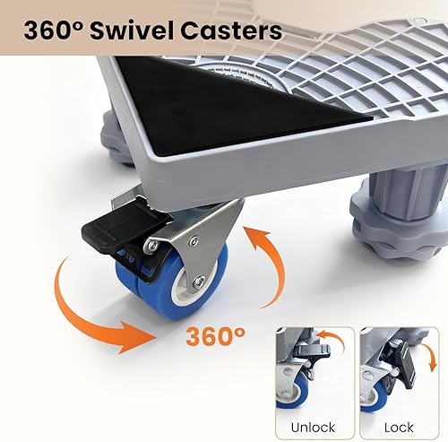 Miniatura 5 de Mini soporte móvil para nevera con 4 ruedas de bloqueo y 8 pies fuertes de 17 a 24.1 pulgadas, soporte de muebles resistente para lavadora, mini