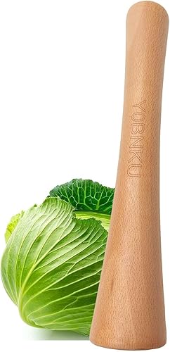 Chucrut Pounder Madera de haya natural para fermentación Crocks y tarros Mason - Envasadora de pepinillos de col